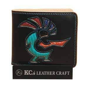 メンズ財布 革 名入れ ケイシーズ（KCs） インレイ&amp;オーバーレイ サンタフェ ブラック ココペリ...