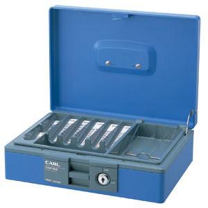 防犯 カール事務器 手提金庫 ブルー キャッシュボックス CB-8400-B