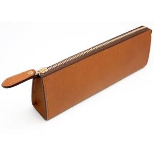 ペンケース 革 名入れ スリップオン Rio&amp;DNLシリーズ キャメル Lサイズ ファスナー ペンケ...