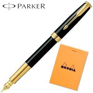 万年筆 パーカー ［セット品］ ソネット 万年筆 ラックブラックGT XF　ロディア No.11 ブ...
