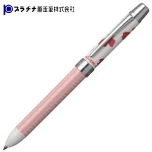 プラチナ万年筆 花柄 シャープペンシル0.5ミリ+低粘度油性ボールペン黒+赤 多機能ペン ポピー M...