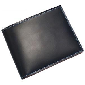 2つ折 財布 革 名入れ ブリットハウス 藍染・茜染・柿渋コードバン メンズ革小物 藍染め 純札 A...