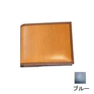 メンズ 2つ折 財布 革 名入れ ブリットハウス バッファローカーフ 二つ折り財布 ブルー BF-6...