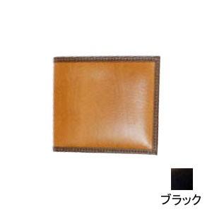 メンズ 2つ折 財布 革 名入れ ブリットハウス バッファローカーフ 札ハサミ ブラック BF-60...