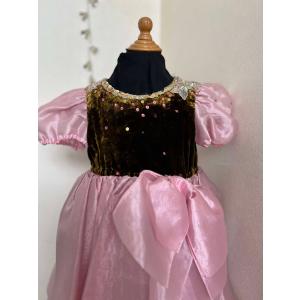 貸衣装処分品　女児ドレス　ピンク茶色3歳用