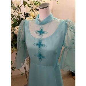 貸衣装処分品 ゲストドレス 青緑 きれいな色 ロングドレス カラオケ　ピアノ