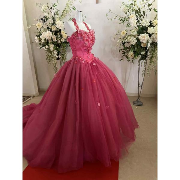 貸衣装処分品 カクテルドレス　11号 ショキングピンク　MICHEL　LEGER