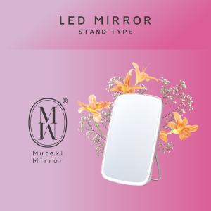 [小型ミラー付]コイズミ LEDミラー ピンク...の詳細画像1