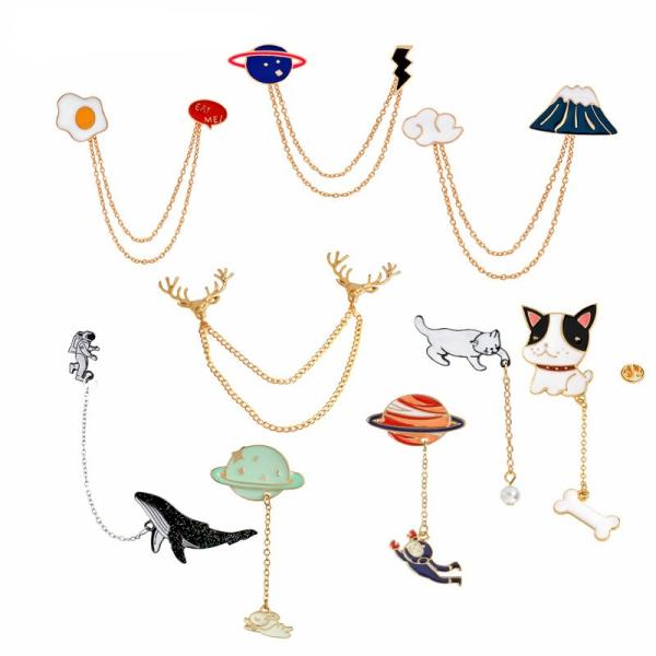 ピンバッジ ラペルピン ピンブローチ メンズ レディース アクセサリー 飾り 猫 犬 クジラ スペー...