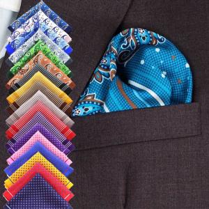 ポケットチーフ ハンカチ シルク 9柄x6色から選択 24x24cm　