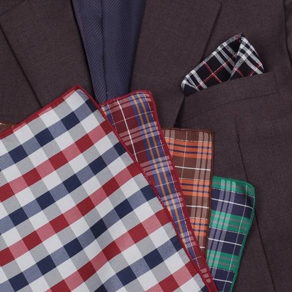 ポケットチーフ ハンカチ チェック柄 5種 一枚でジャケットの胸元が個性的に変わるチーフ飾り！