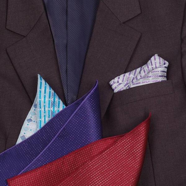 ポケットチーフ ハンカチ パール・ドット 銀糸飾り 4種 一枚でジャケットの胸元が個性的に変わるチー...