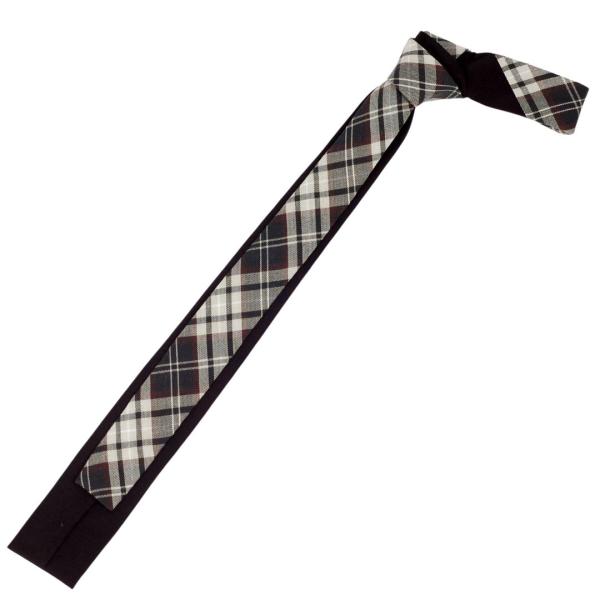 ネクタイ グリーン チェック柄・レイヤード、スクエアネクタイ・ナロータイ 珍しいデザイン 綿・コット...