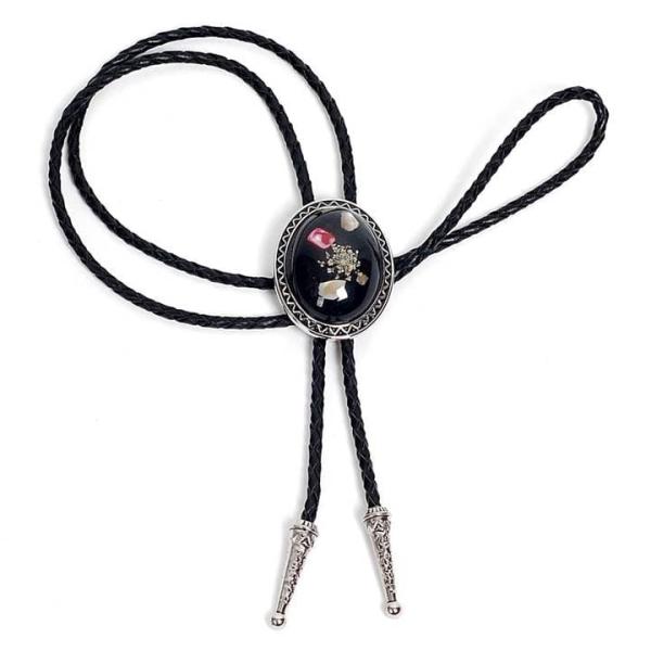 ループタイ ボロタイ ビッグ ガラス お花飾り オーバル ペンダント メンズアクセサリー 紳士用 ジ...