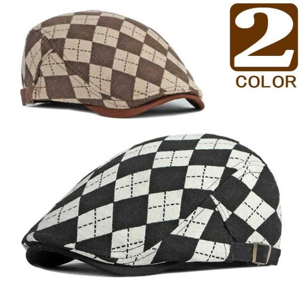 ハンチング [送料無料] アーガイル チェック メンズ レディース 帽子 キャスケット カジュアル ...
