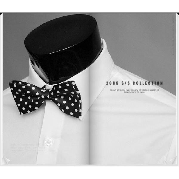 ボウタイ　蝶ネクタイ　バタフライ・ネクタイ　ホワイト　ドット　ブラック  BT05　