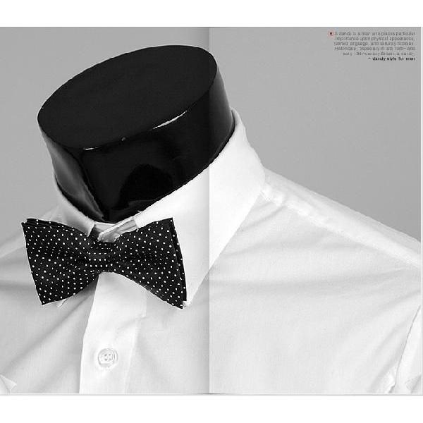 ボウタイ　蝶ネクタイ　バタフライ・ネクタイ　ホワイト　マイクロ　ドット　ブラック BT06　