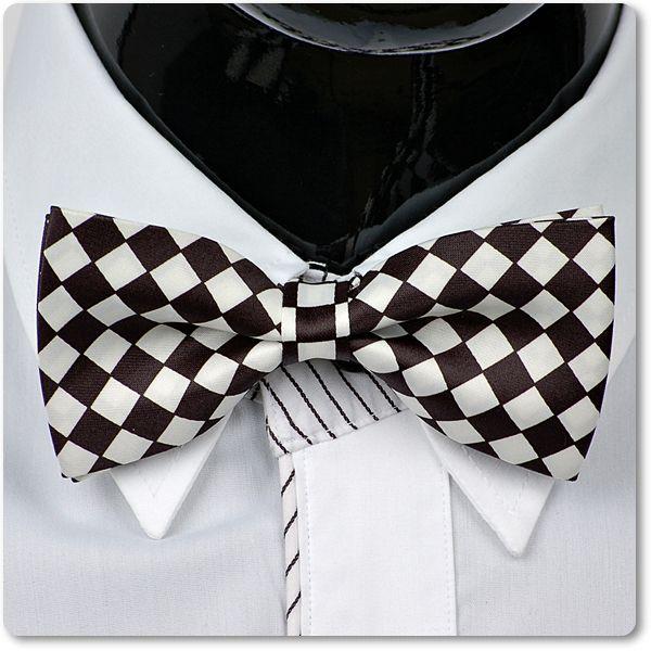 ボウタイ　蝶ネクタイ　バタフライ　ネクタイ　ブラック＆ホワイト　モノトーン ダイヤ パターン  BT...