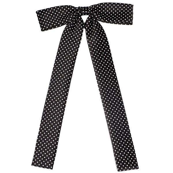 リボンタイ　リボン・ネクタイ　白色 マイクロドット 水玉　ブラック色生地　モノトーン  BT40　ネ...