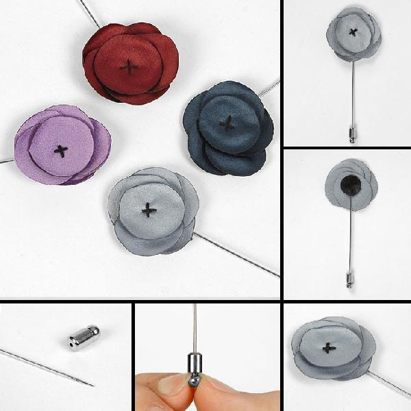 メンズアクセサリー ラペルピン ブートニア スーツ ラペル飾り レイヤード フラワー 4色　　btn...