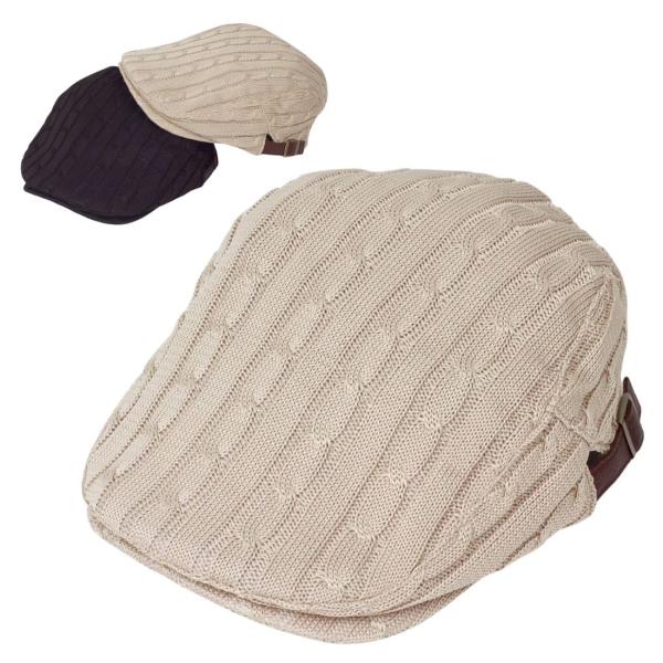 ハンチング帽 ポリケーブルハンチング帽 メンズ レディース 秋冬 ケーブル編み サイズ調整可能 サイ...