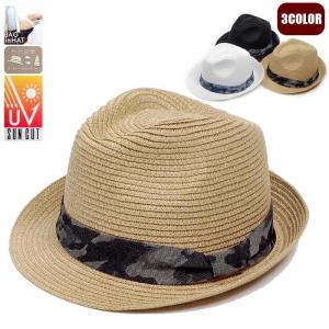 ペーパー ハット帽子 中折れハット カモ 帯 メンズ