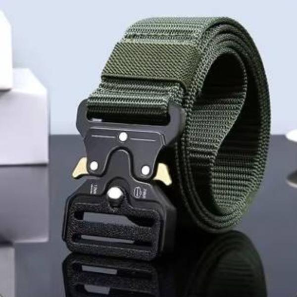 タクティカル ベルト メンズ ナイロン  ベルト シンプル ソリッド カーキグリーン ワンタッチ バ...