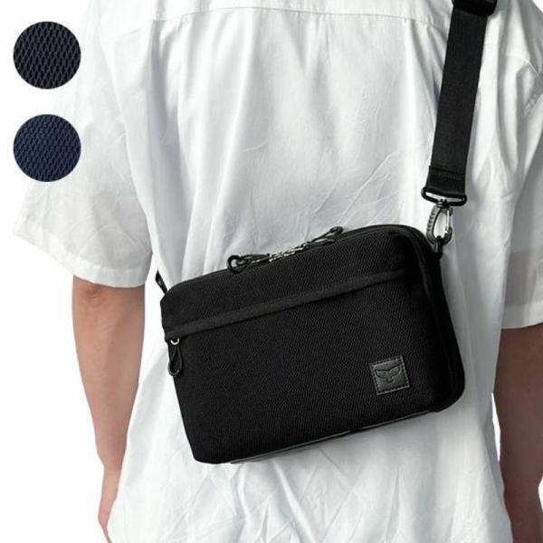 ショルダーバッグ メンズ 軽量 2層 横型 メッシュ風 斜めがけ A5対応 Mobby’s モビーズ...