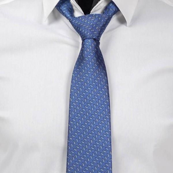 ネクタイ ブルー 青色 小 ペイズリー柄 水玉 勾玉 ノーマル ネクタイ 大剣幅8cm ntm630...