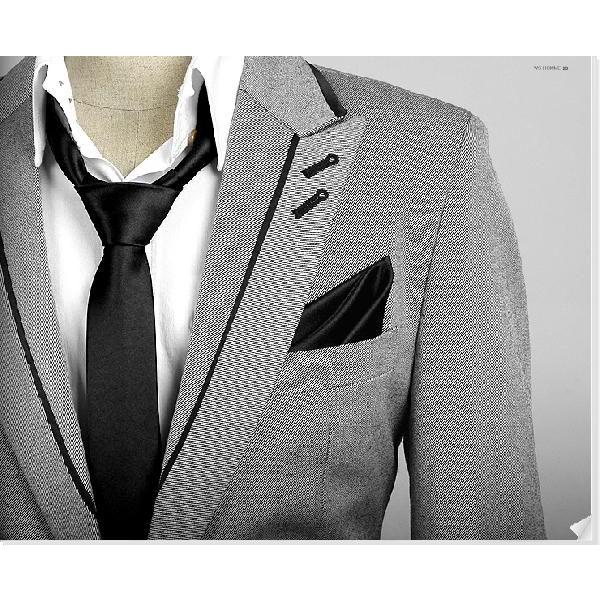 穏やかな光沢のポケットチーフ　サテン生地　ソリッド　ブラック！　　PC07　