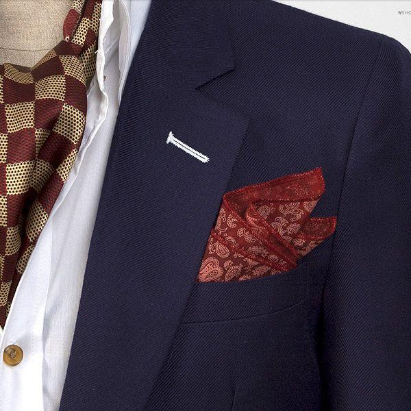 ポケットチーフ ペイズリー柄 チーフ ワイン色 綿混素材 PC32