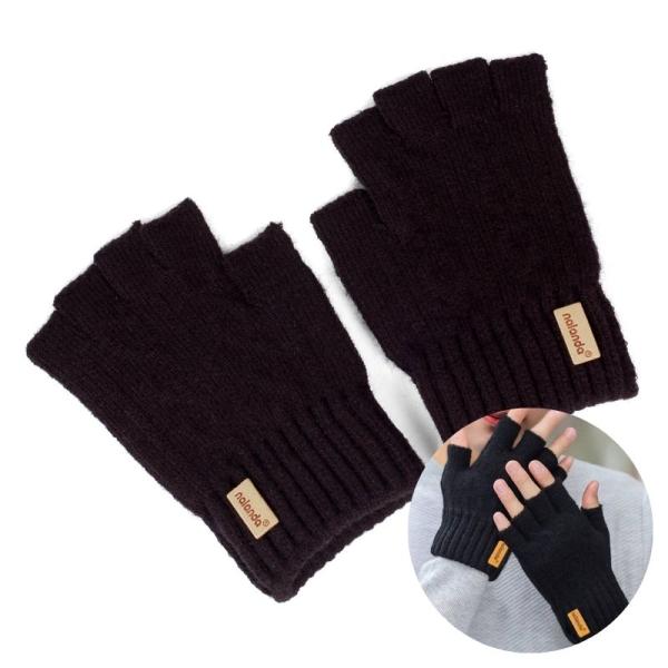 手袋 メンズ 5本 指空き 指切り ハンドウォーマー 五本指 スマホ対応 秋冬 防寒 暖かい アーム...