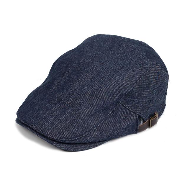 ハンチング帽 デニム 生地 ネイビー 紺色 Flatcap メンズ レディース ハンチング キャップ...