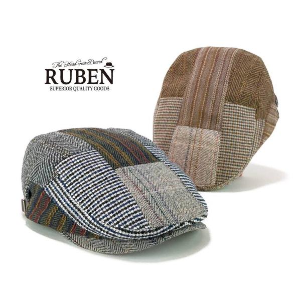 ハンチング帽子 メンズ レディース ウール パッチワーク ハンチング キャップ 帽子 58cm 秋冬...