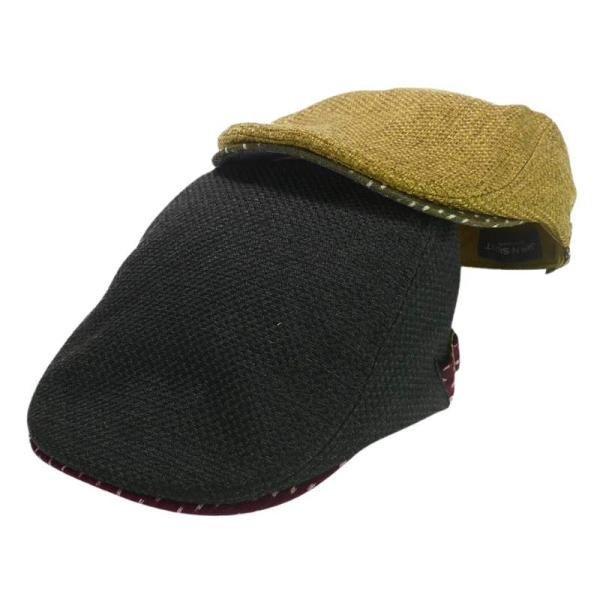 ハンチング 久留米カスリ ツバポリジュート 麦わら風 生地 無地 メンズ レディース ハンチング キ...