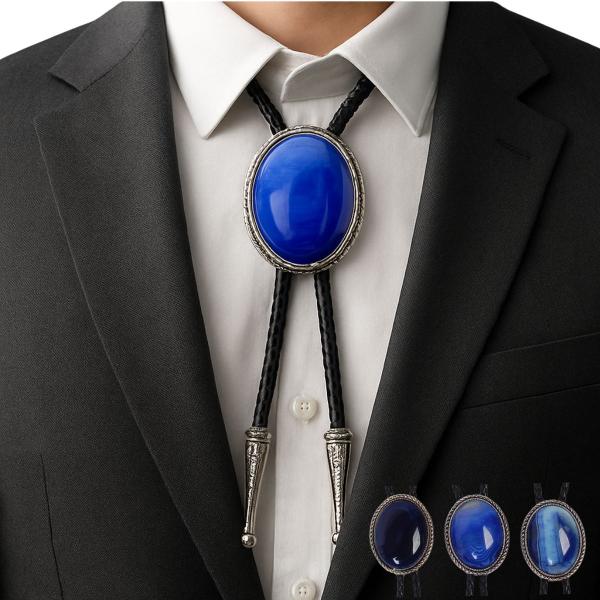 ループタイ メンズ ボロタイ ビッグ ナチュラル ストーン ネクタイ代わり ブルー系ストーン オーバ...