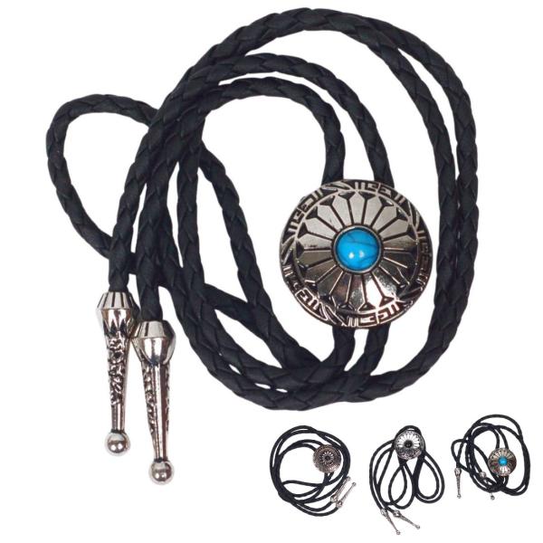 ターコイズ コンチョ ボロタイ ループタイ 合成皮革 レザー調 メンズ レディース ウエスタン ネク...