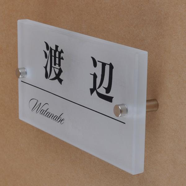 表札のアトリエ ガラス表札 すりガラス 150x80mm  シンプル３