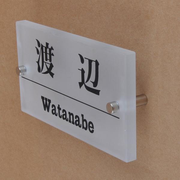 表札のアトリエ ガラス表札 すりガラス 150x80mm  シンプル５