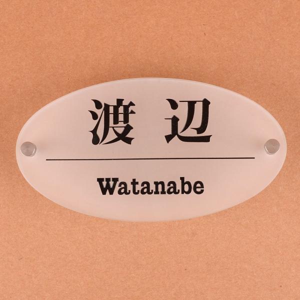 表札のアトリエ すりガラス 楕円形 ガラス表札  150x80mm シンプル２