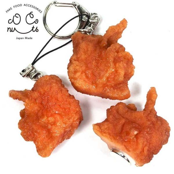 食品サンプル 食べちゃいそうな から揚げ (皮付き) キーホルダー ストラップ マグネット