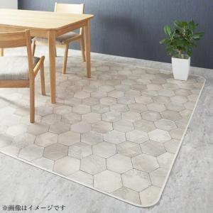 拭ける・はっ水 タイル柄シャビーシックキッチンマット Lilio リリーオ ダイニングラグ 185×250cm