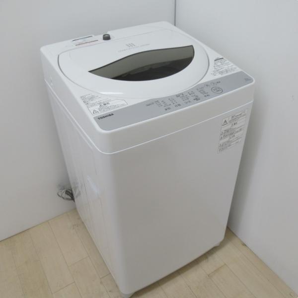 TOSHIBA 全自動電気洗濯機 AW-5G6 5.0kg 2018年製 グランホワイト 簡易乾燥機...