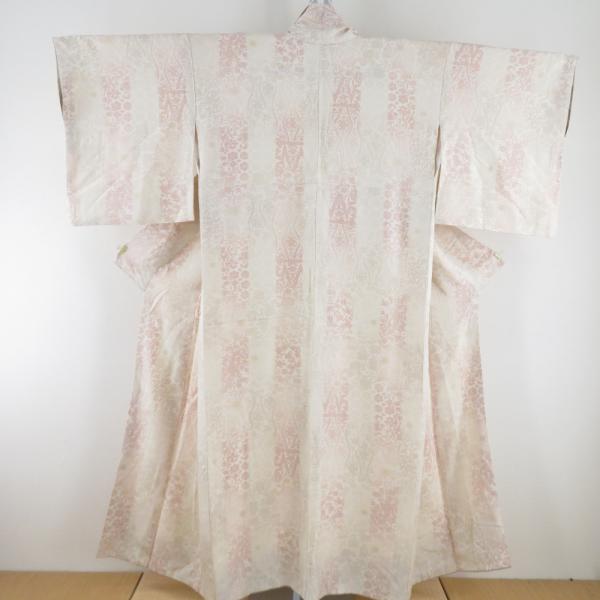 小紋 花立涌にグラデーション文様 袷 広衿 ベージュ色 正絹 仕立て上がり カジュアル着物 身丈15...