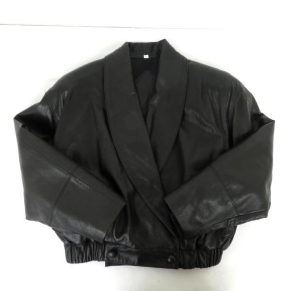 美品 ラムレザージャケット 中綿入り メンズL ブラック 昭和レトロ 肩パット