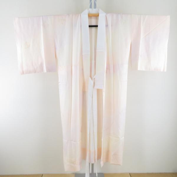 襦袢 桜文様 暈し 薄桃橙色 落款付 正絹 バチ衿 袖無双 長襦袢 仕立て上がり 女性着物用 身丈1...