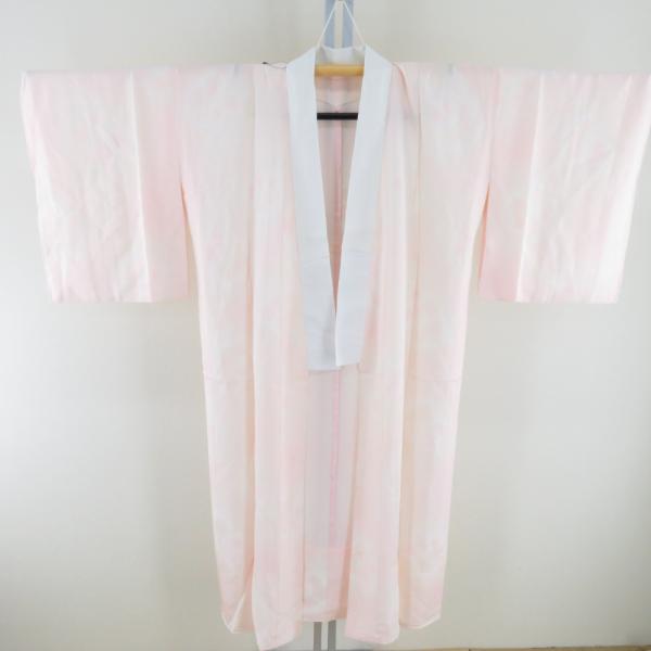 襦袢 ぼかしに蝶文様 桃色 正絹 バチ衿 袖無双 長襦袢 仕立て上がり 女性着物用 身丈130cm