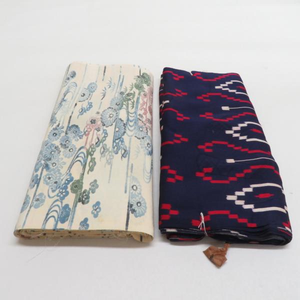 反物 小紋 着尺 正絹 2点セット 960g 女性着物用 生地 未仕立て カジュアル 普段着物 和裁...