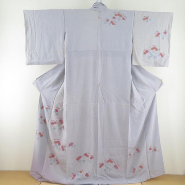 訪問着 たたき染め 菊文様 紫色 袷 広衿 作家物 落款付 正絹 一つ紋 木瓜紋 仕立て上がり着物 ...