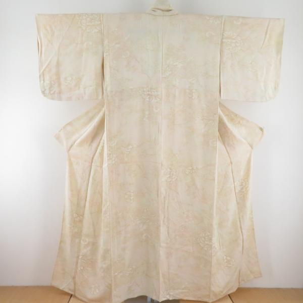 小紋 ぼかし 菊文様 箔 単衣 広衿 ベージュ色 正絹 仕立て上がり カジュアル着物 身丈154cm